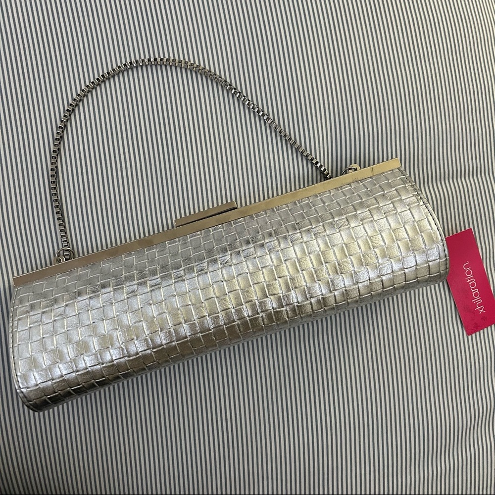 new vintage silver rectangular clutch purse